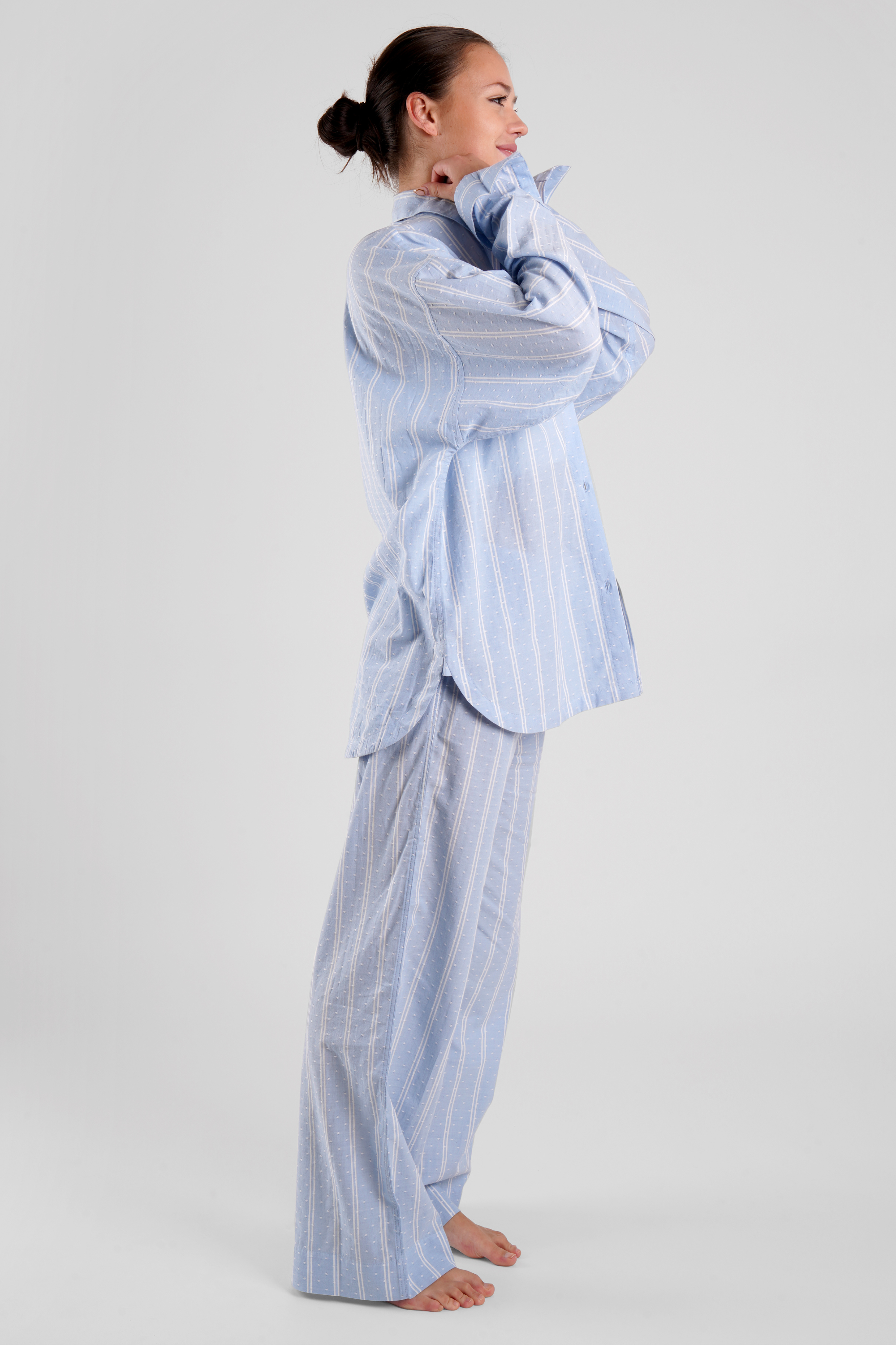 Chicory striped ethical-cotton pyjama trousers - Glacier Blue