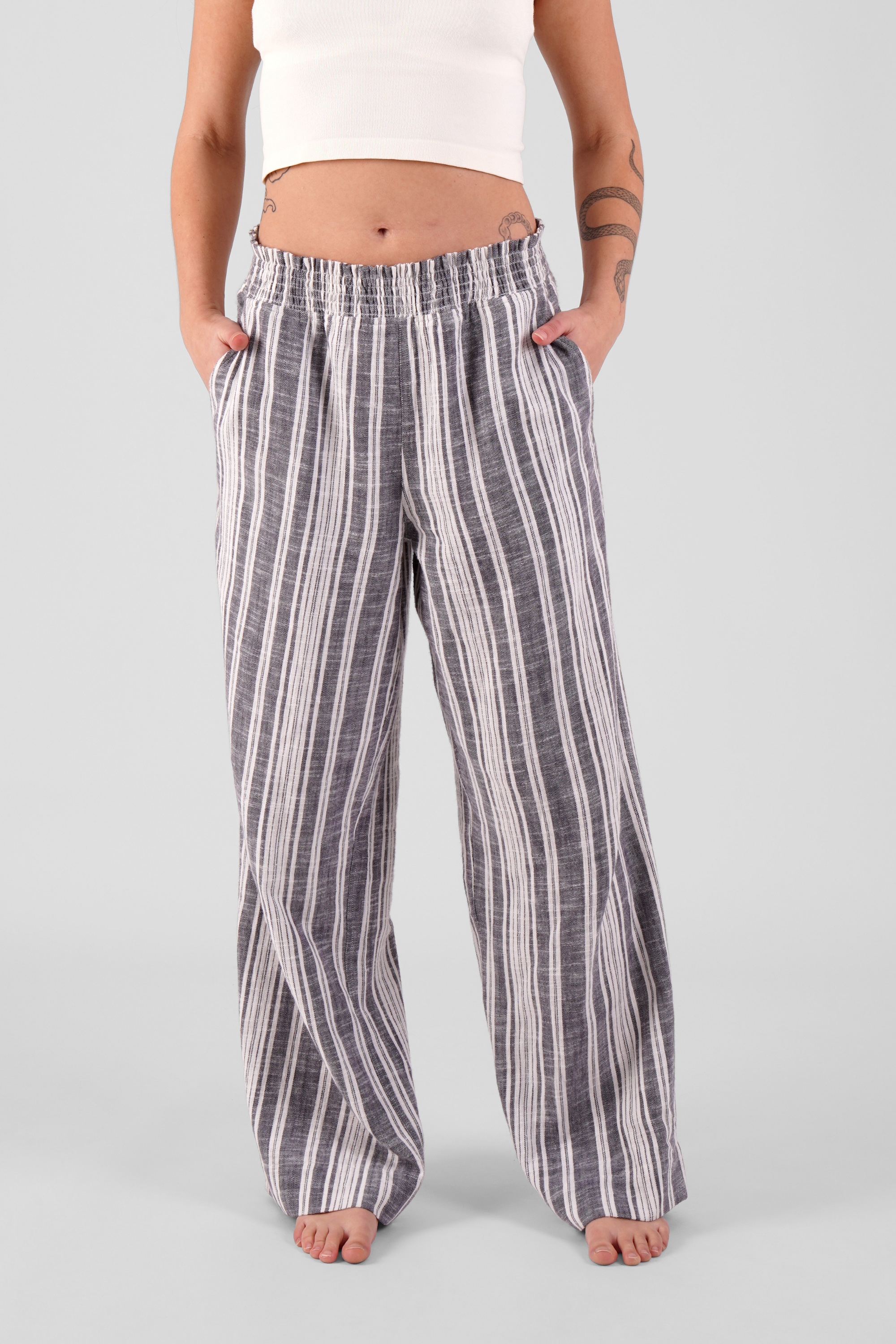 Osier multi stripe brushed ethical-cotton trousers - Dusty Blue - AVAILABLE TO DISPATCH THURSDAY 11TH DECEMBER