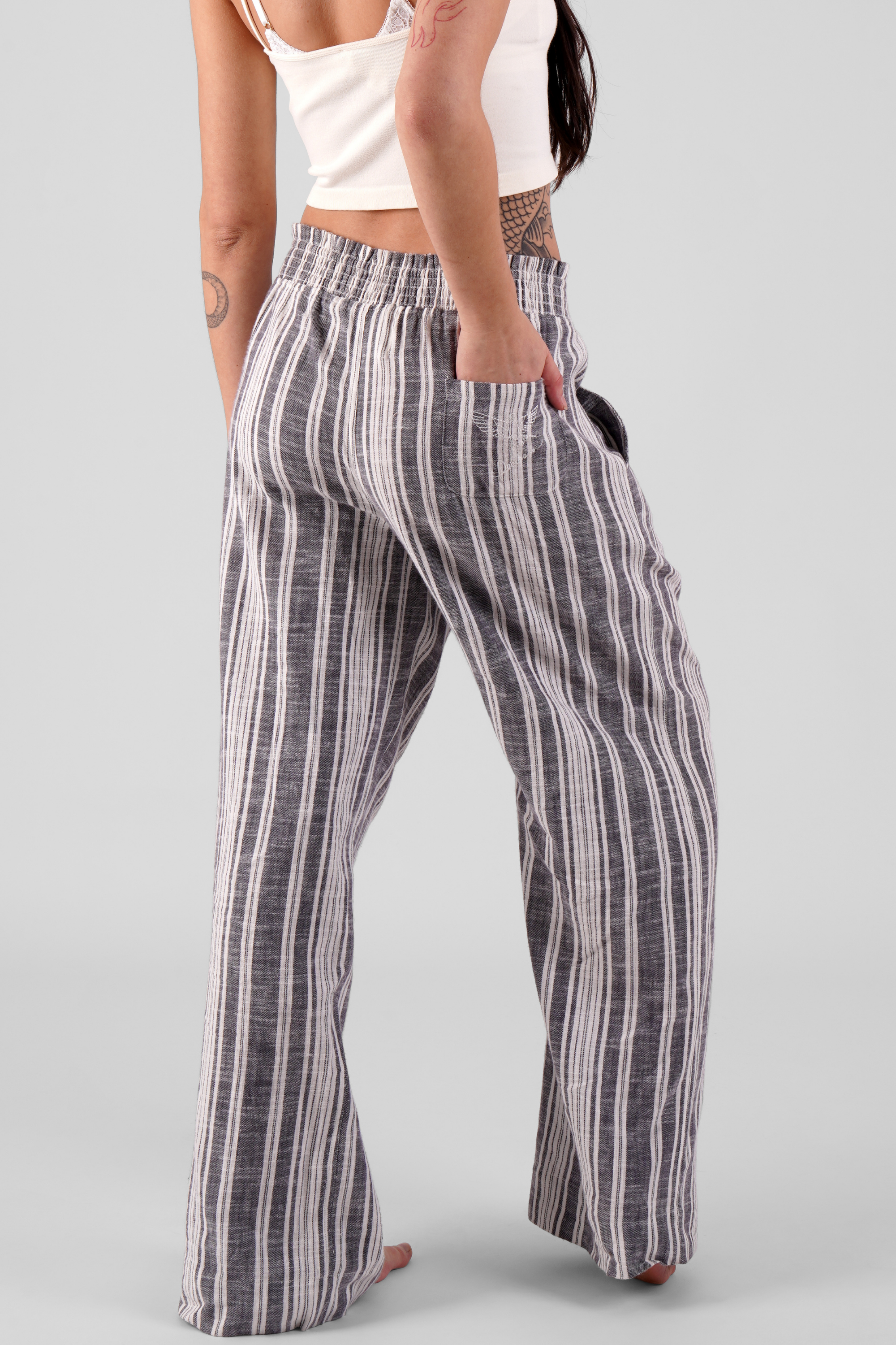 Osier multi stripe brushed ethical-cotton trousers - Dusty Blue - AVAILABLE TO DISPATCH THURSDAY 11TH DECEMBER