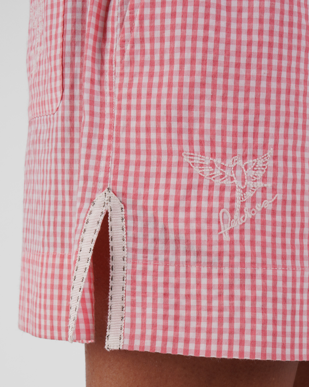 Peonie gingham ethical-cotton pyjama shorts - Sunrise Pink