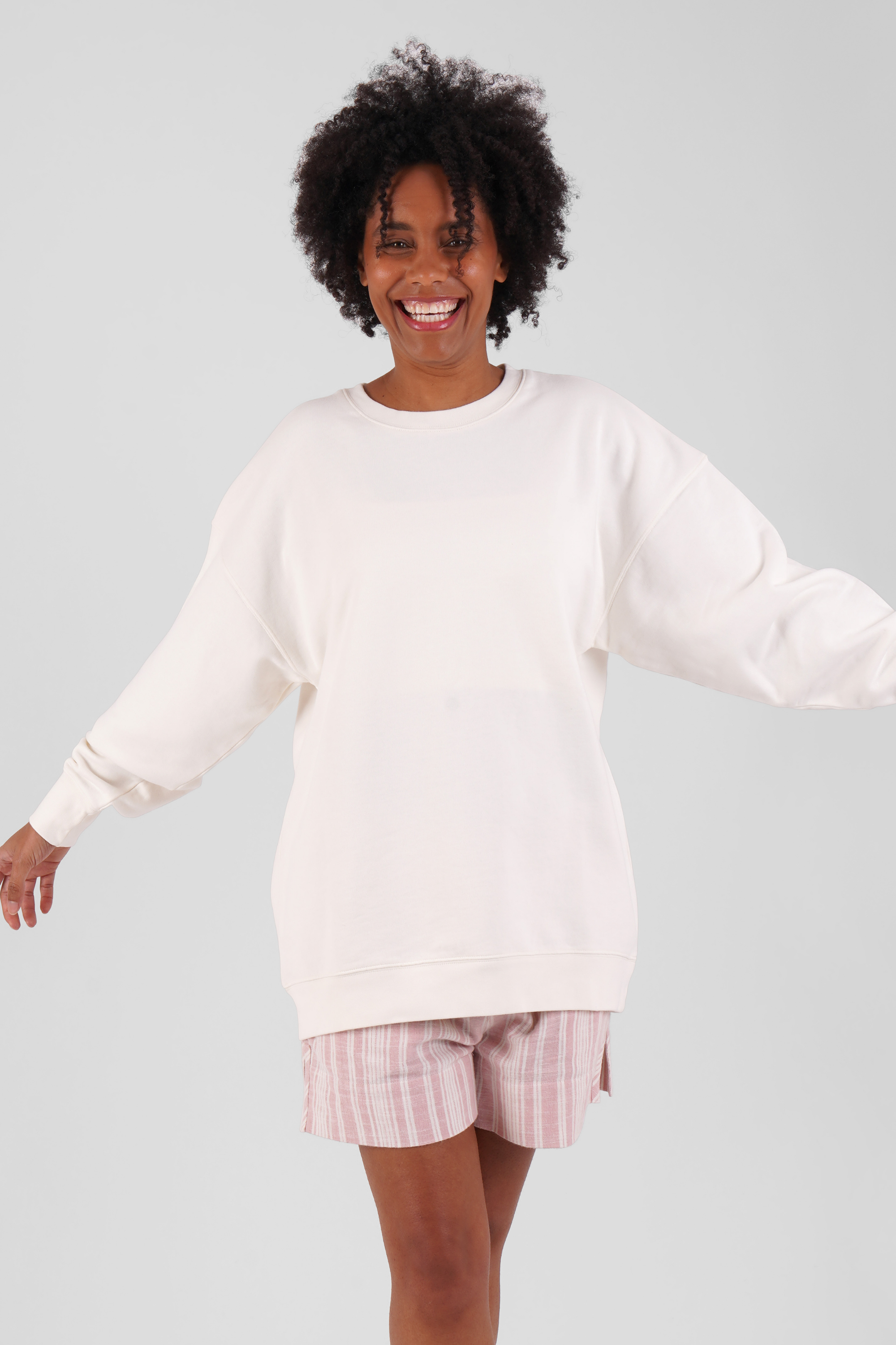 Salix blossom-embroidered ethical-cotton sweatshirt - Moonlight White