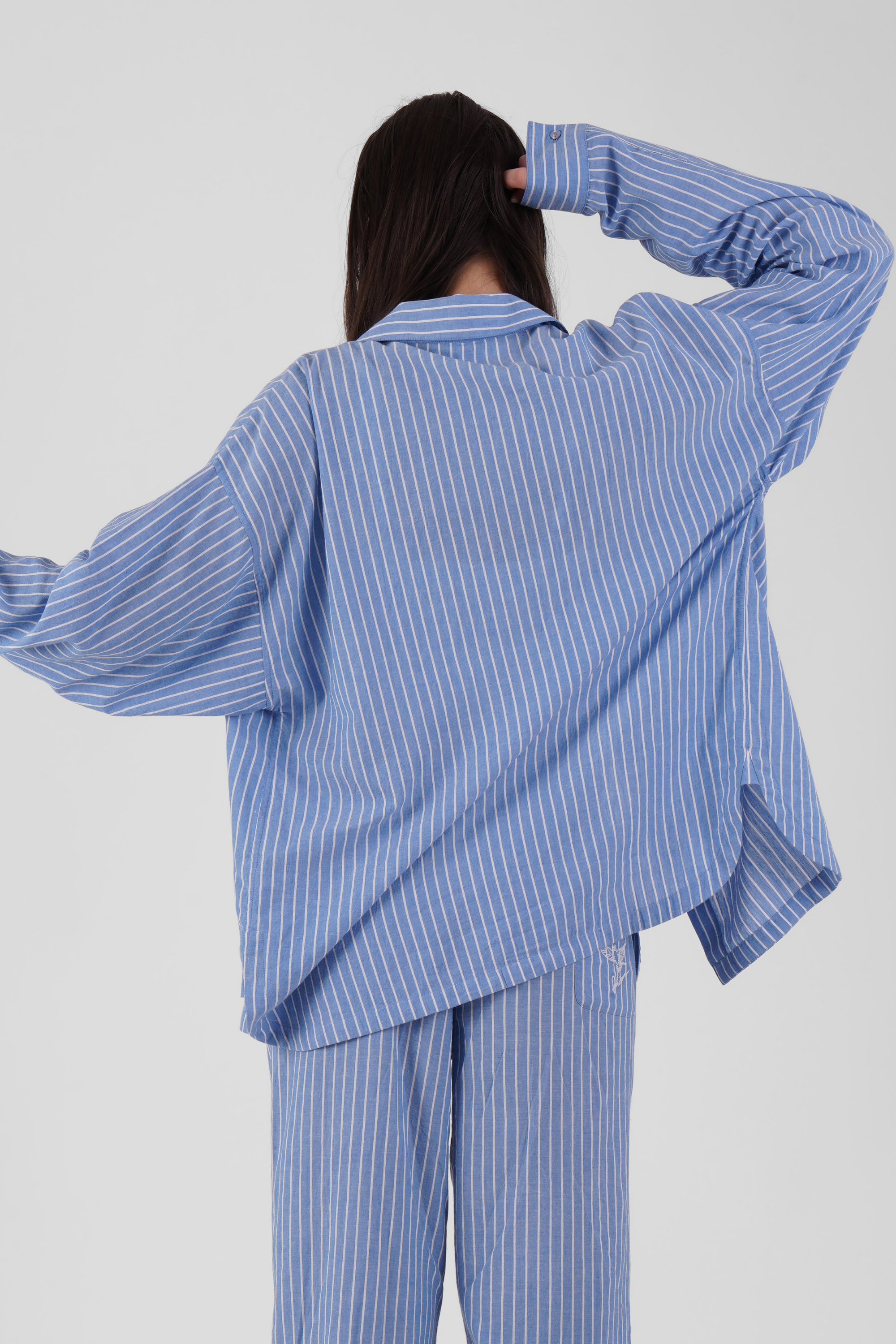 Momo stripe ethical-cotton long sleeve shirt - Santorini Blue