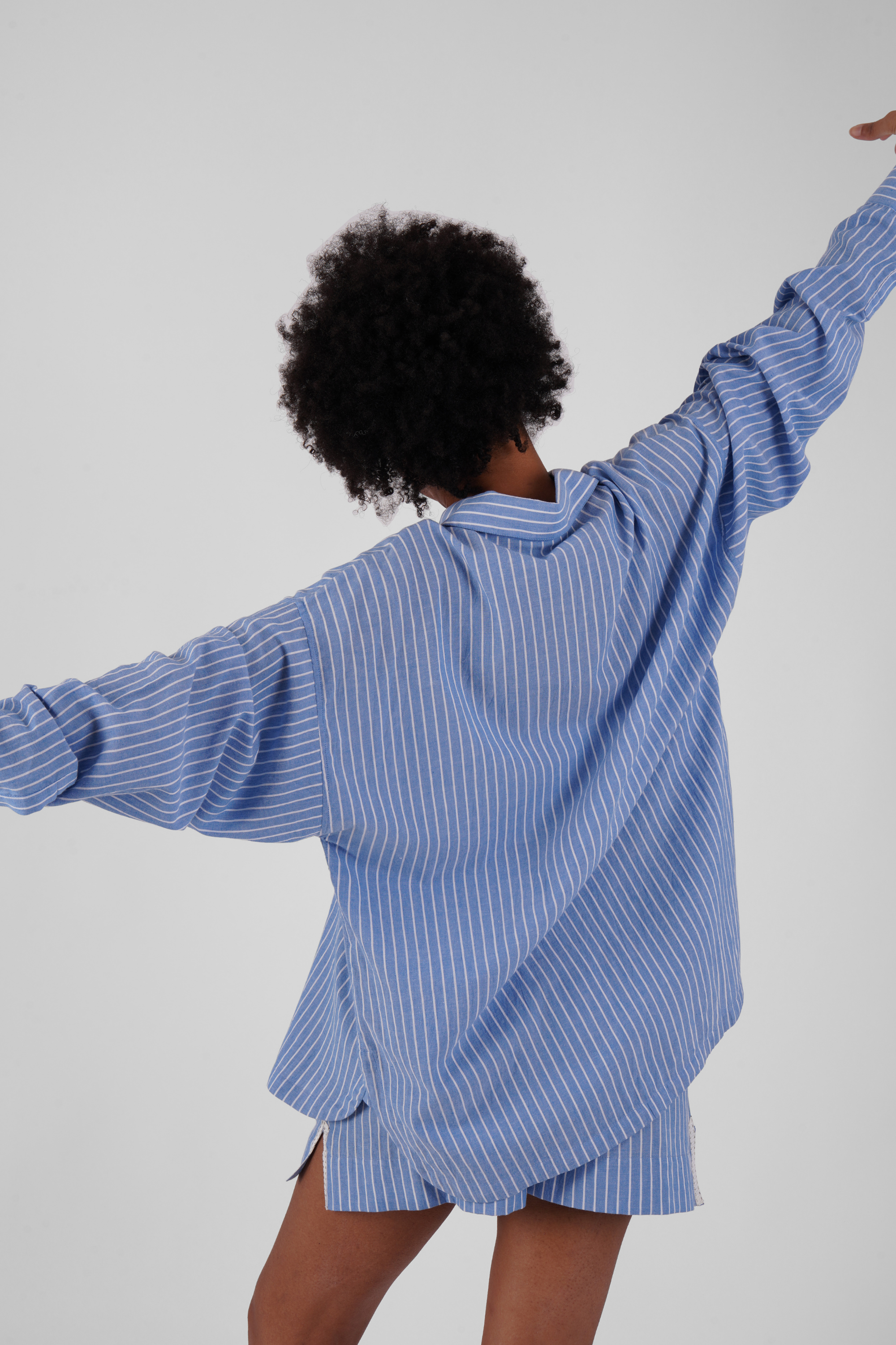 Momo stripe ethical-cotton long sleeve shirt - Santorini Blue