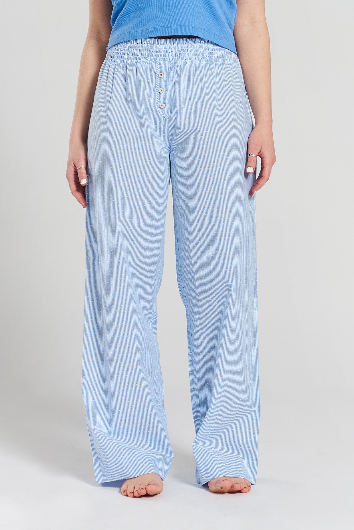 Peachaus women's striped pyjama trousers woven-cotton blue