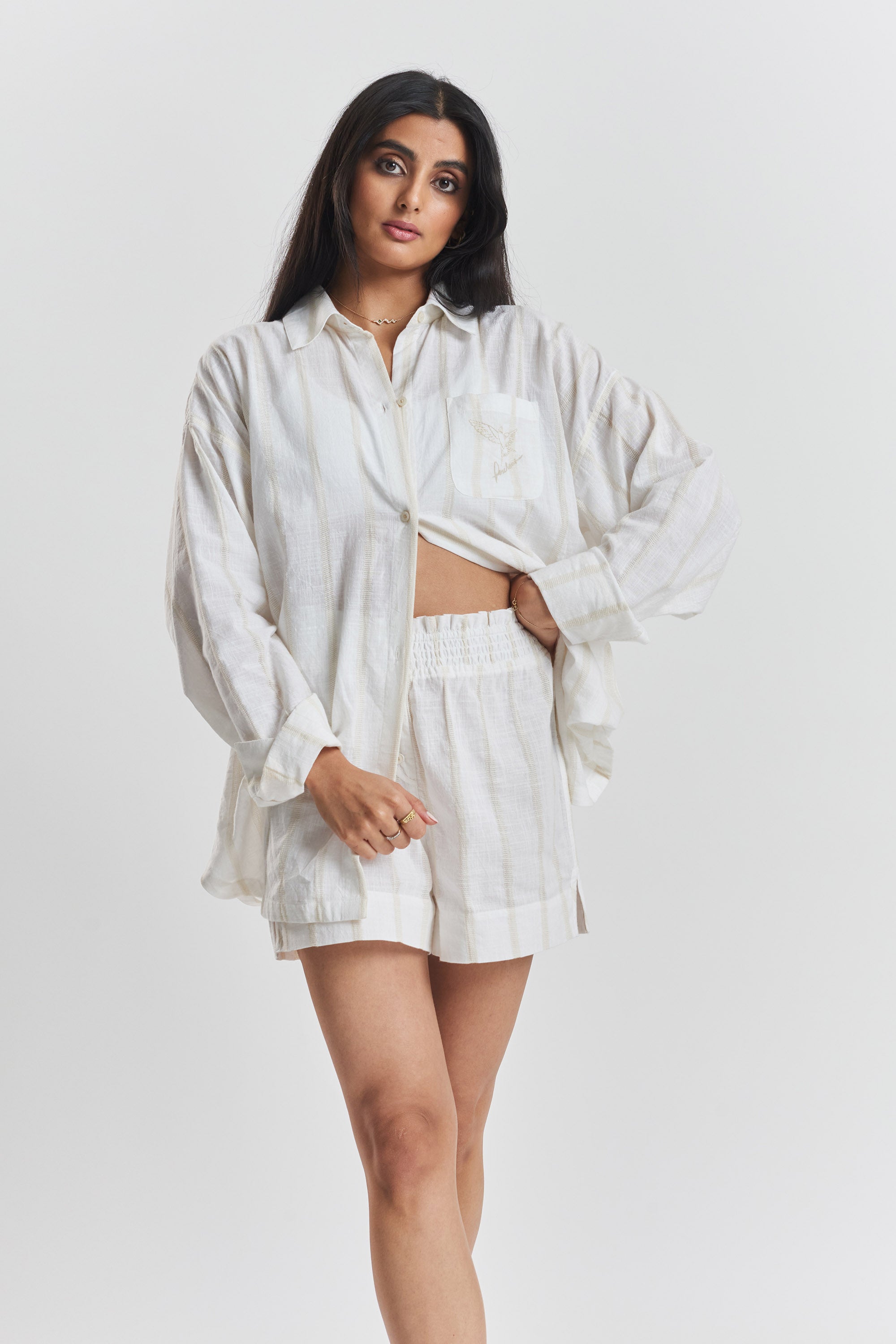 Lomandra ethical-cotton pyjama shorts - Summer Sand Beige