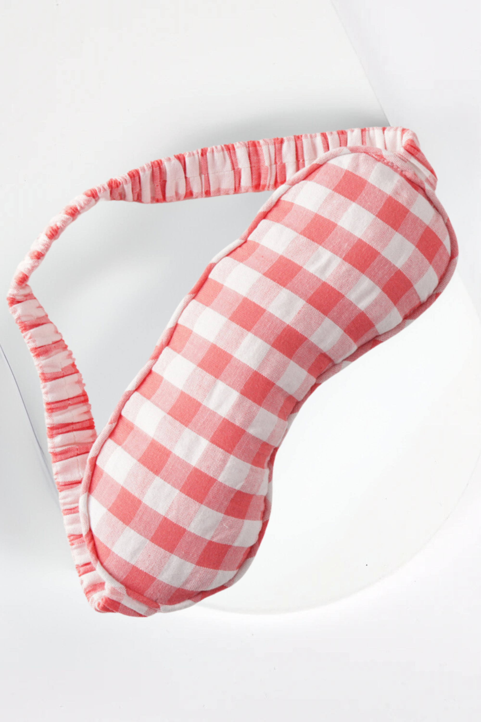 Viola gingham check ethical-cotton eye mask - Canyon Peach