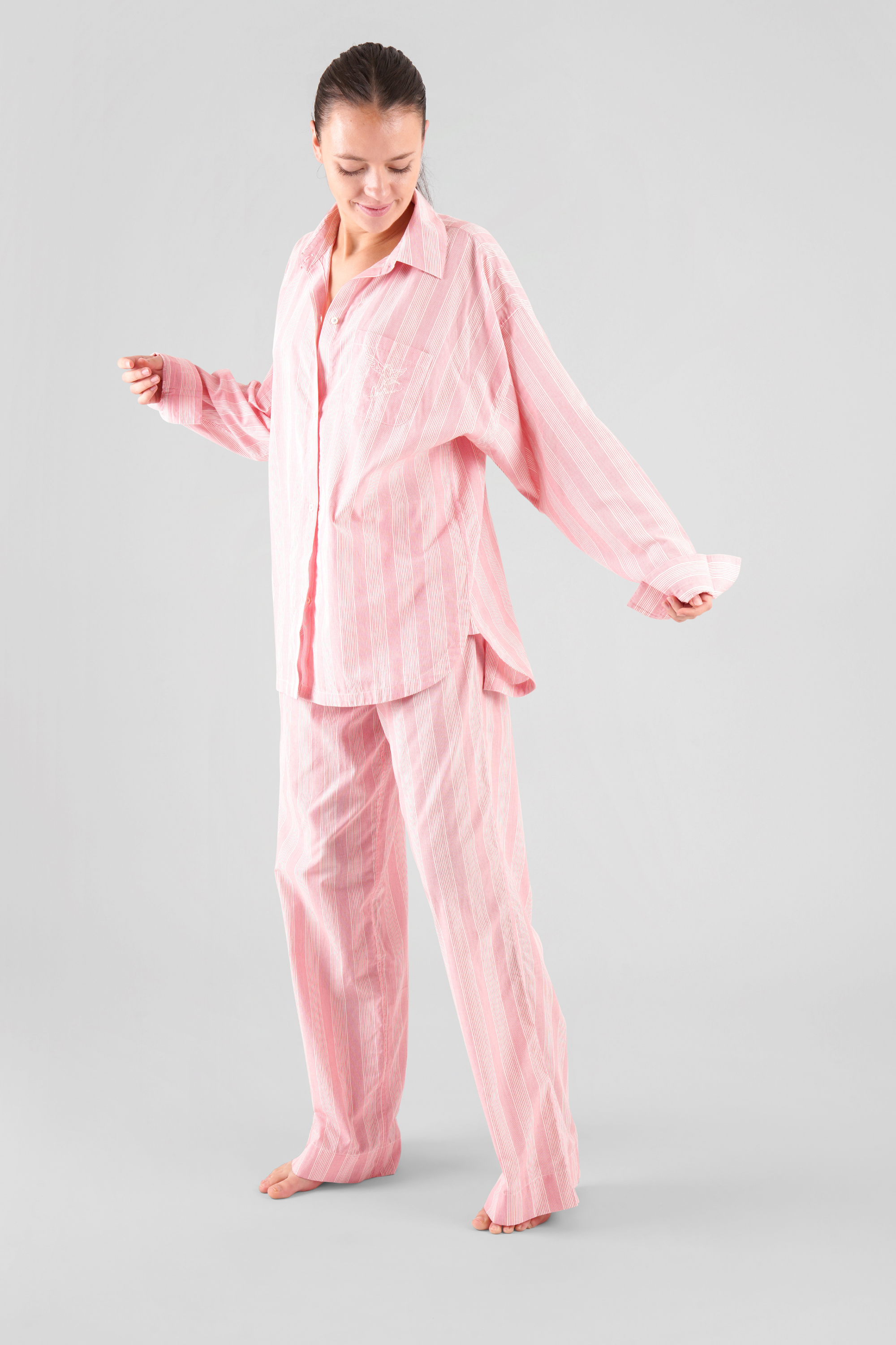 Chicory striped woven-cotton pyjama trousers - Sunset Peach