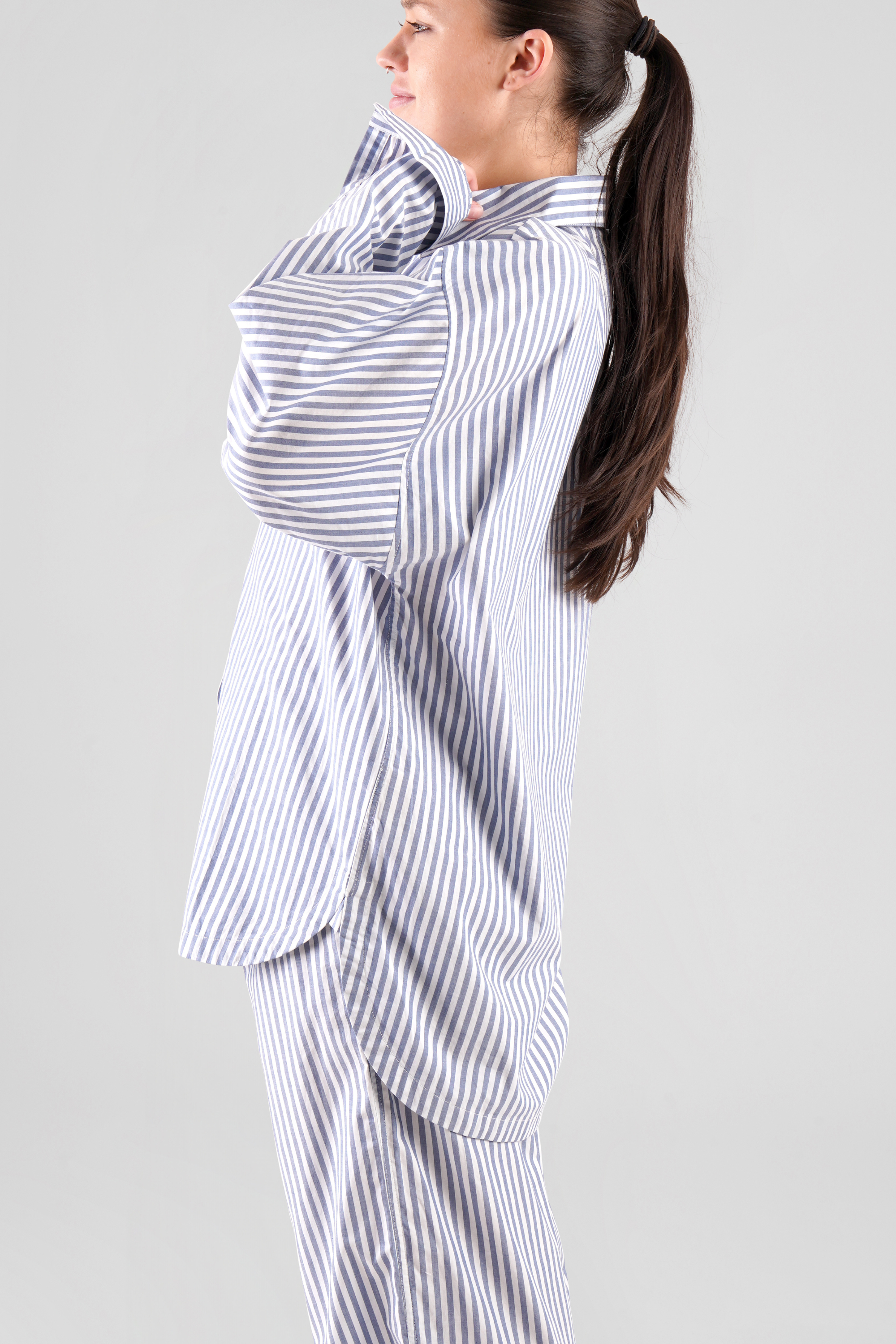 Yew striped ethical-cotton pyjama shirt - Oceanic Blue