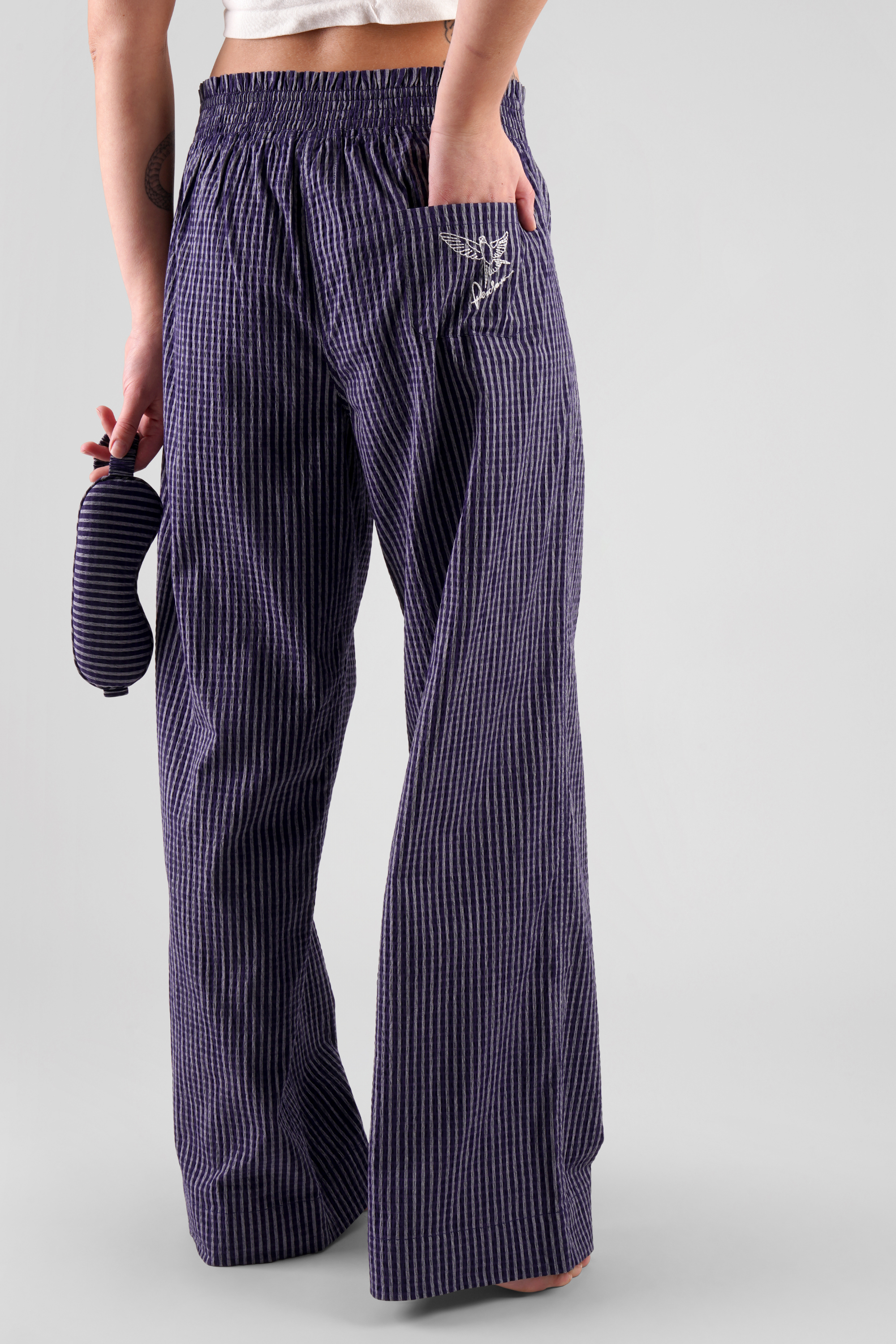 Chicory striped woven-cotton trousers - Indigo blue