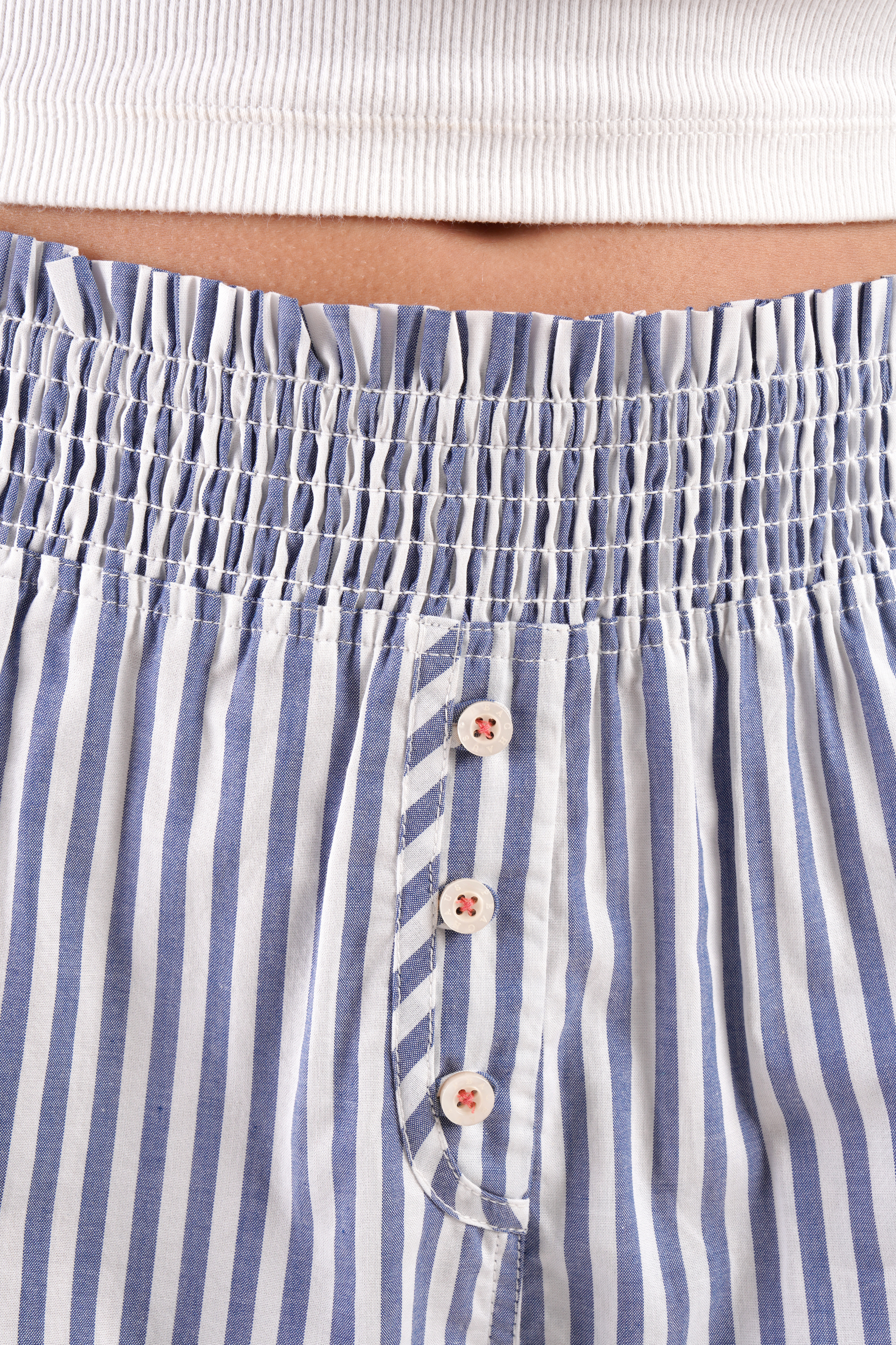 Lomandra striped ethical-cotton pyjama shorts - Oceanic Blue