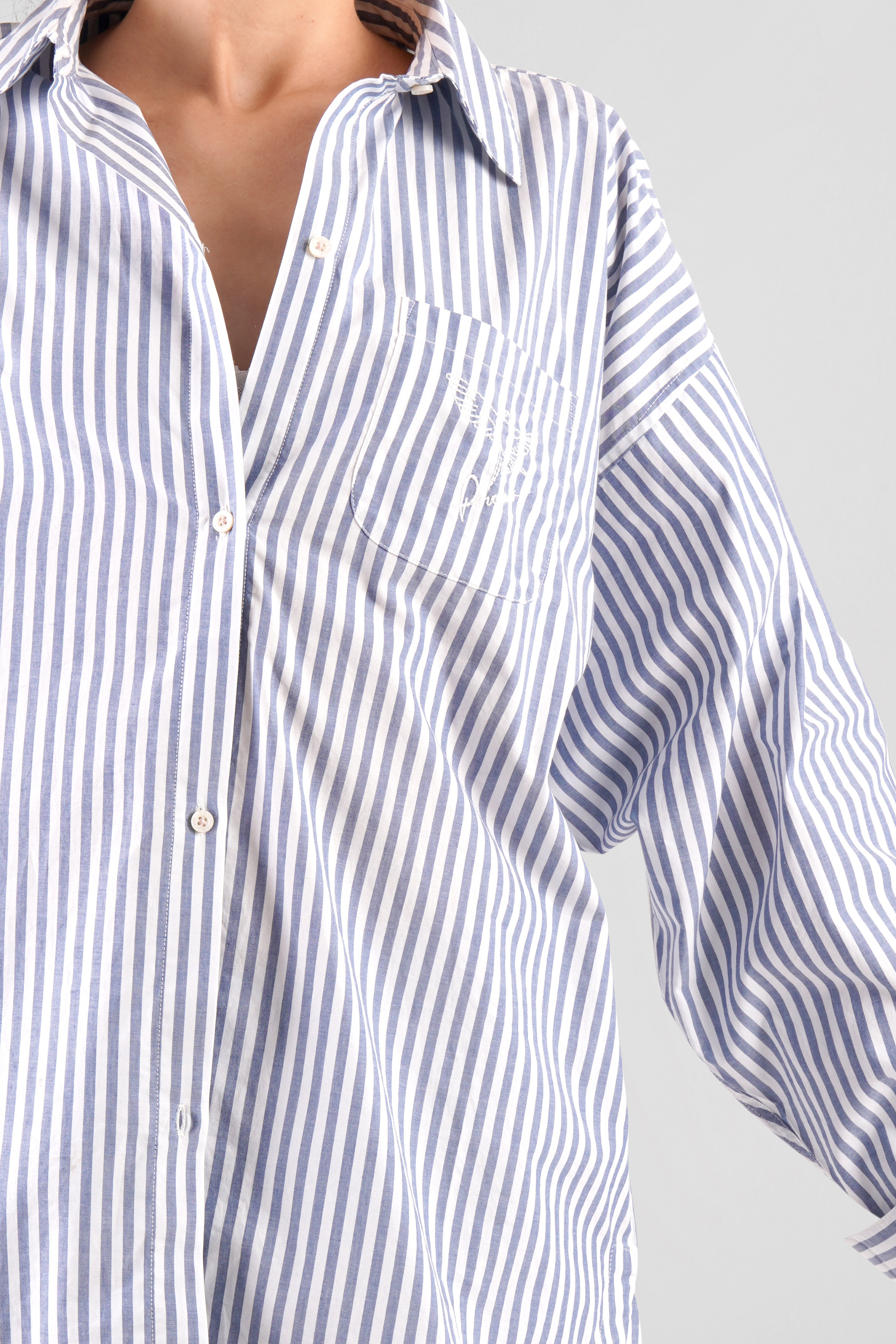 Yew striped ethical-cotton pyjama shirt - Oceanic Blue