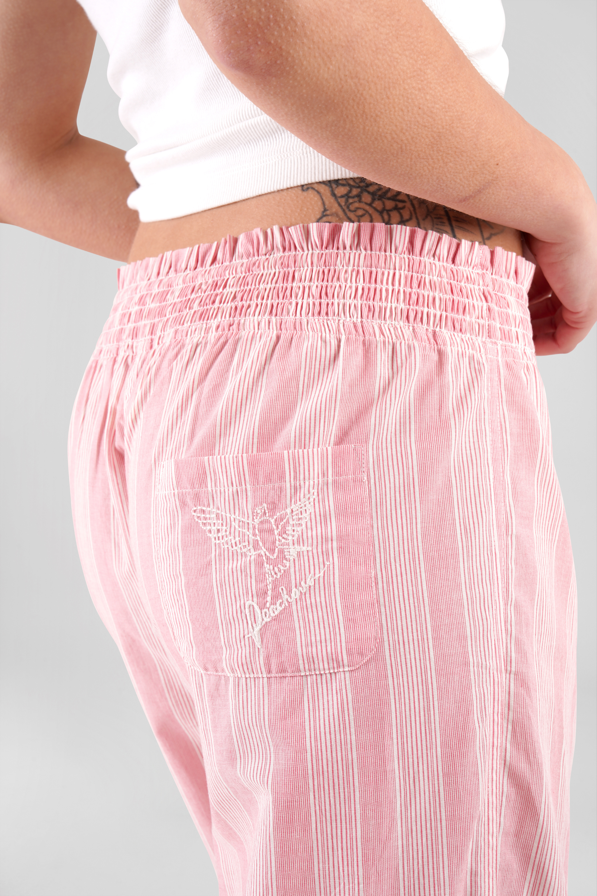 Chicory striped woven-cotton pyjama trousers - Sunset Peach