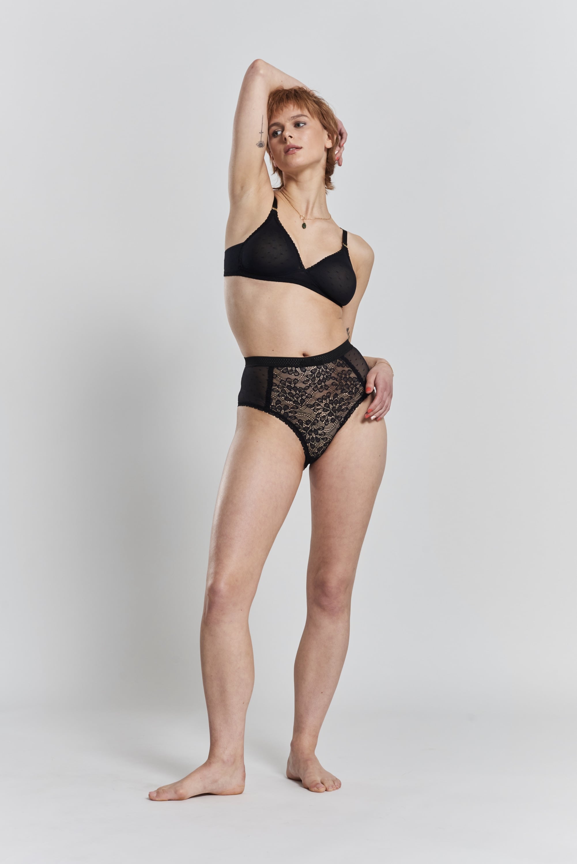 Anthelia Recycled-Tulle Soft Bralette - Volcanic Black, Peachaus