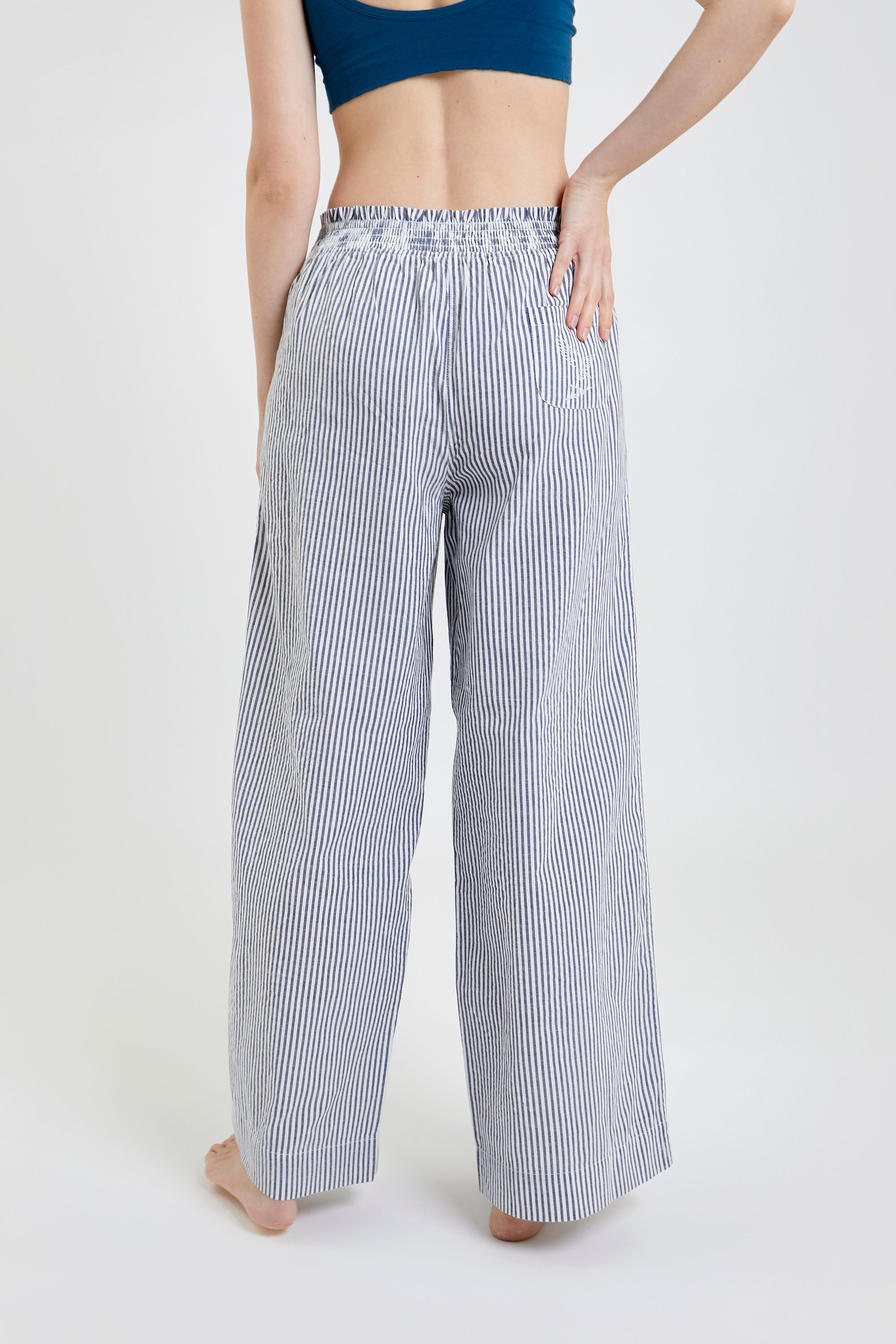 Chicory striped woven-cotton pyjama trousers - Charcoal Stripe