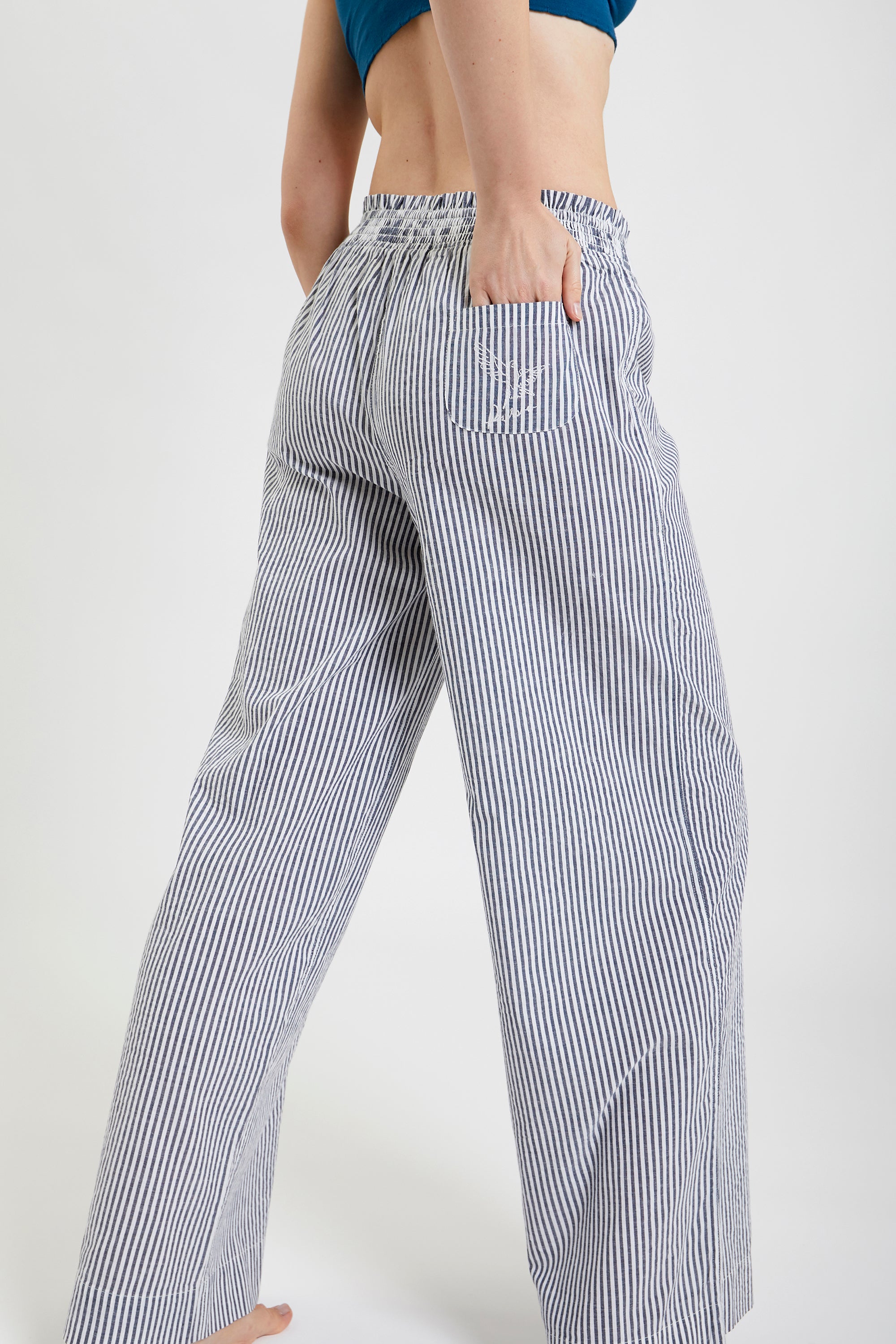 Chicory striped woven-cotton pyjama trousers - Charcoal Stripe