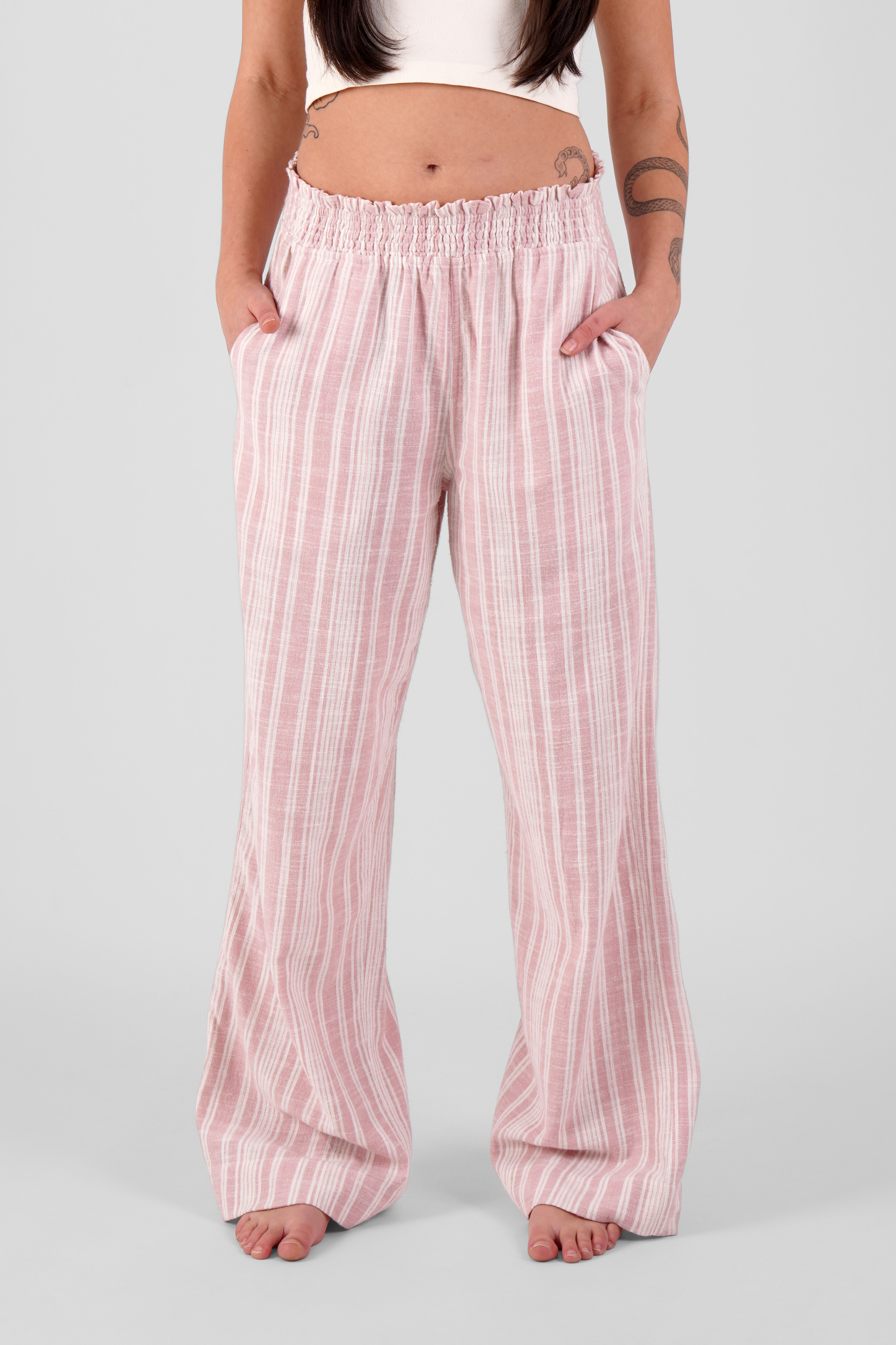 Osier multi stripe brushed ethical-cotton trousers - Blush Pink - AVAILABLE TO DISPATCH THURSDAY 11TH DECEMBER