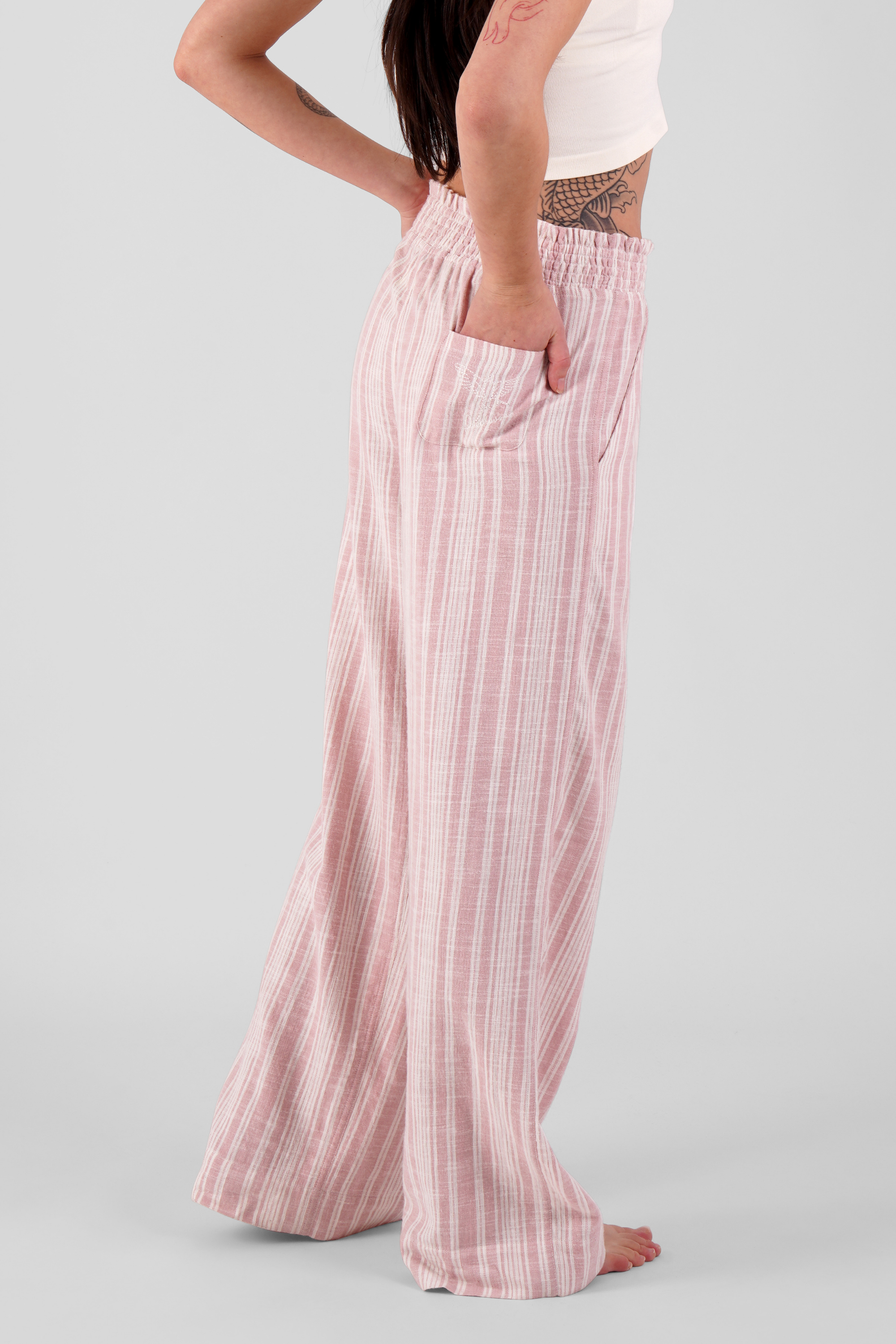 Osier multi stripe brushed ethical-cotton trousers - Blush Pink - AVAILABLE TO DISPATCH THURSDAY 11TH DECEMBER