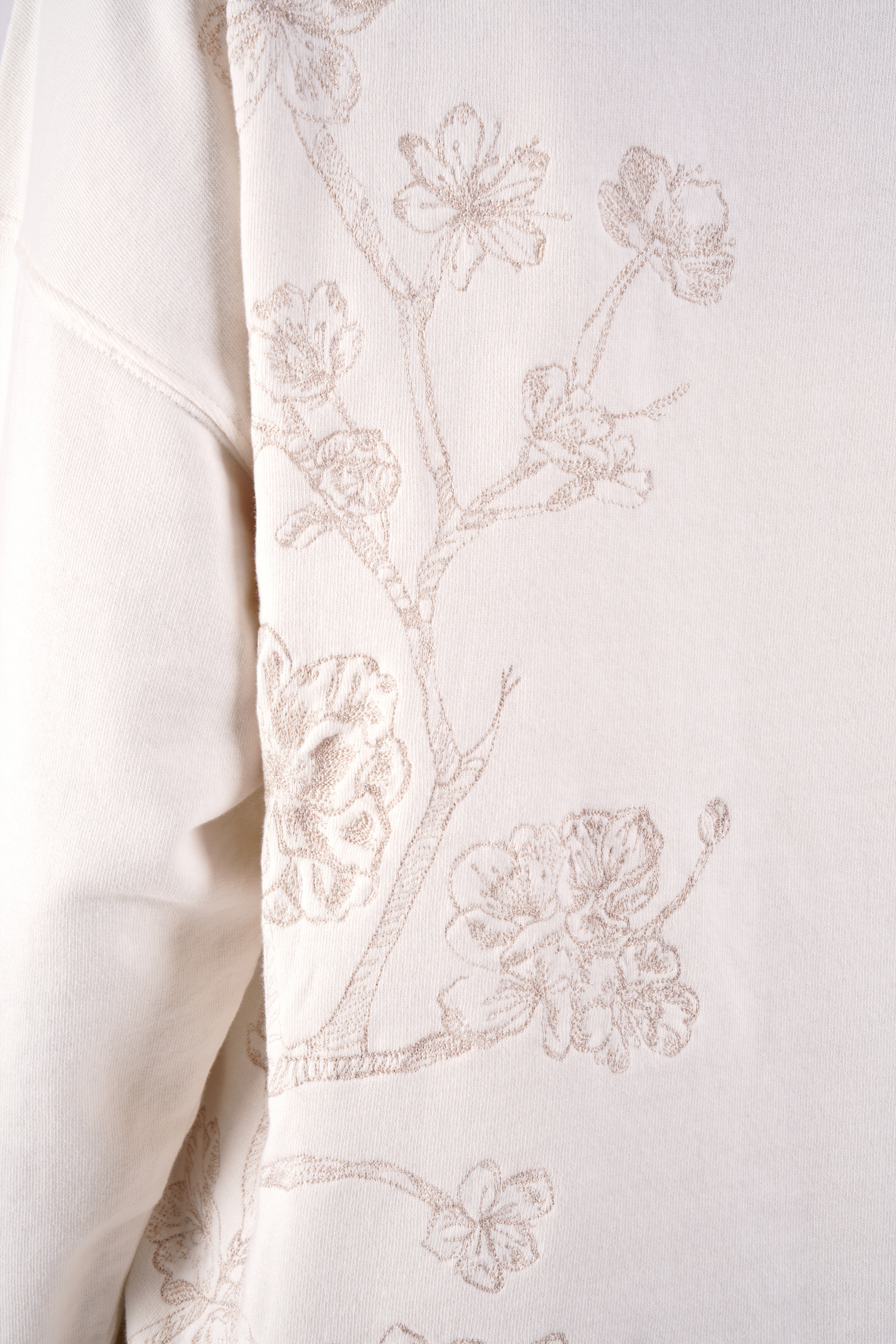Salix blossom-embroidered ethical-cotton sweatshirt - Moonlight White