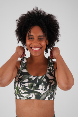 Kiku recycled performance cropped top - Leaf Print