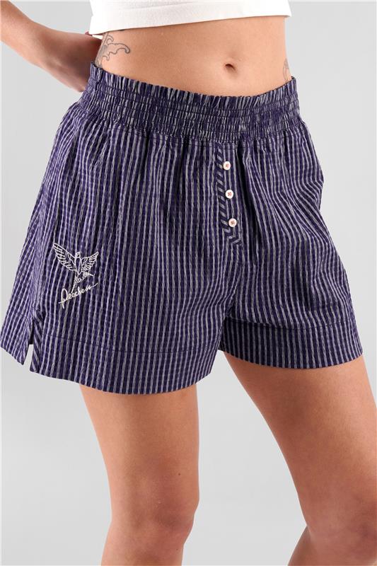 Lomandra striped ethical-cotton  shorts - Indigo blue