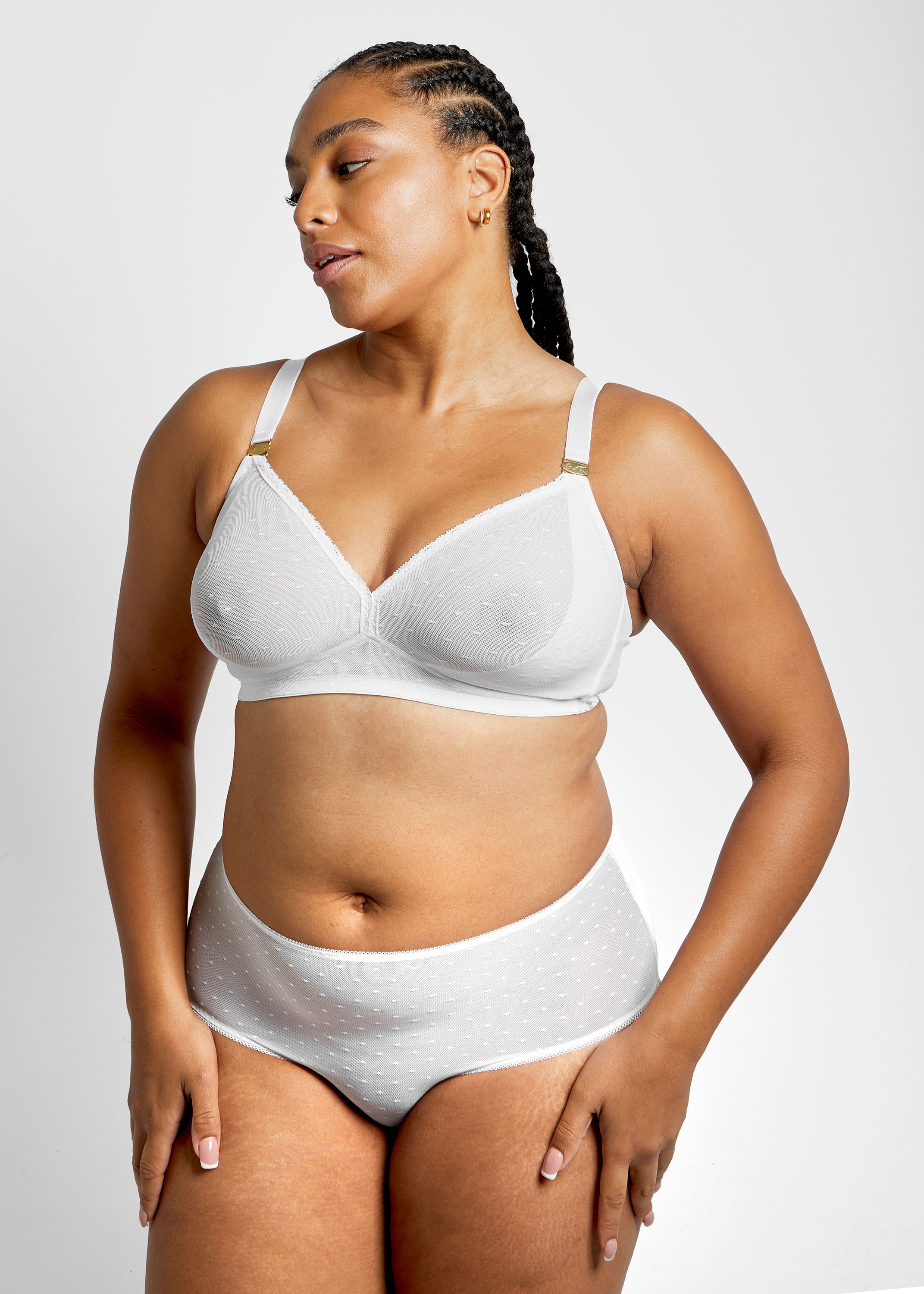 Peachaus soft non-wired bralette white recycled lace - Lotus Glacier White  - Ethical and Sustainable