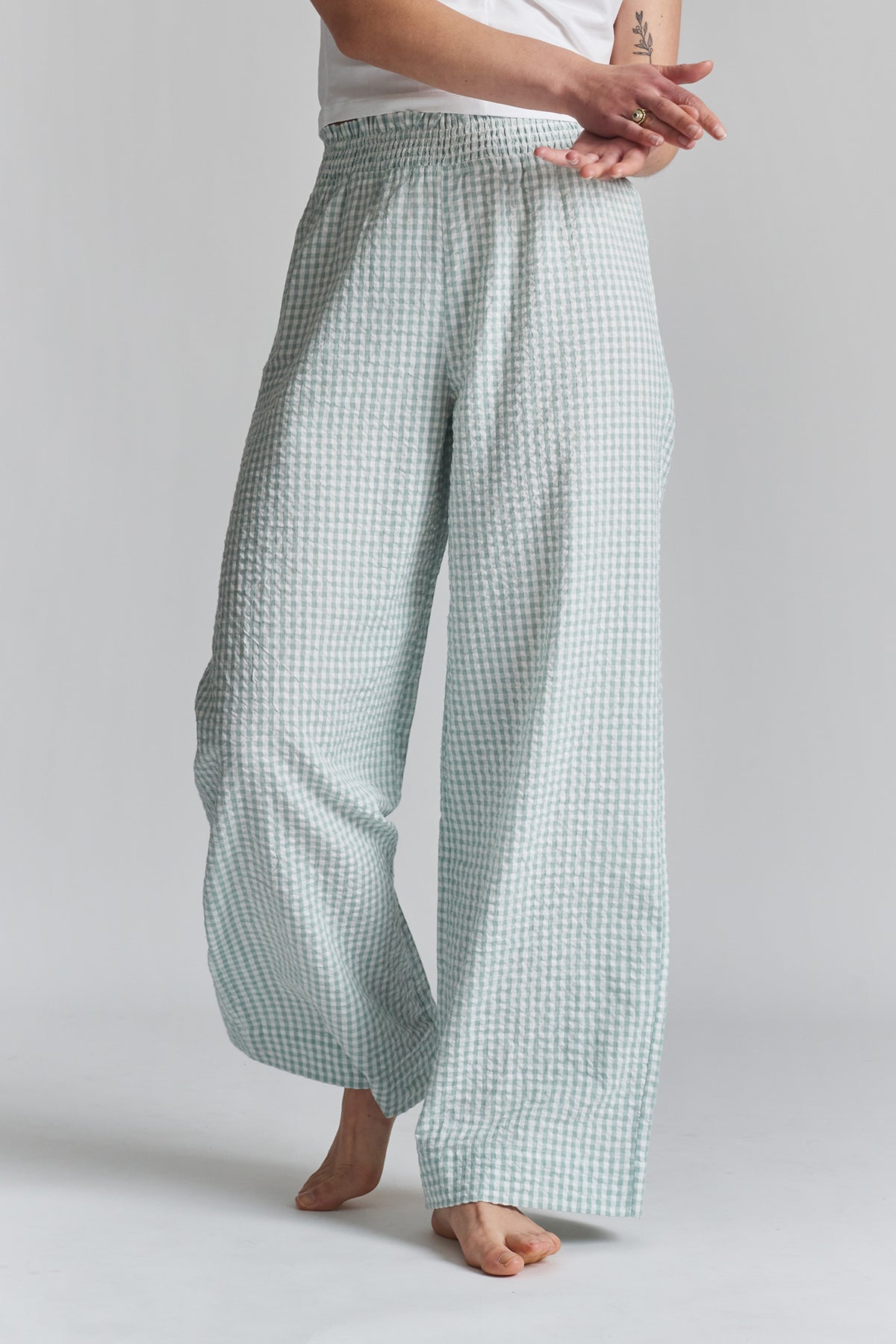 Robinia ethical cotton pyjama wide leg trousers Fjordland