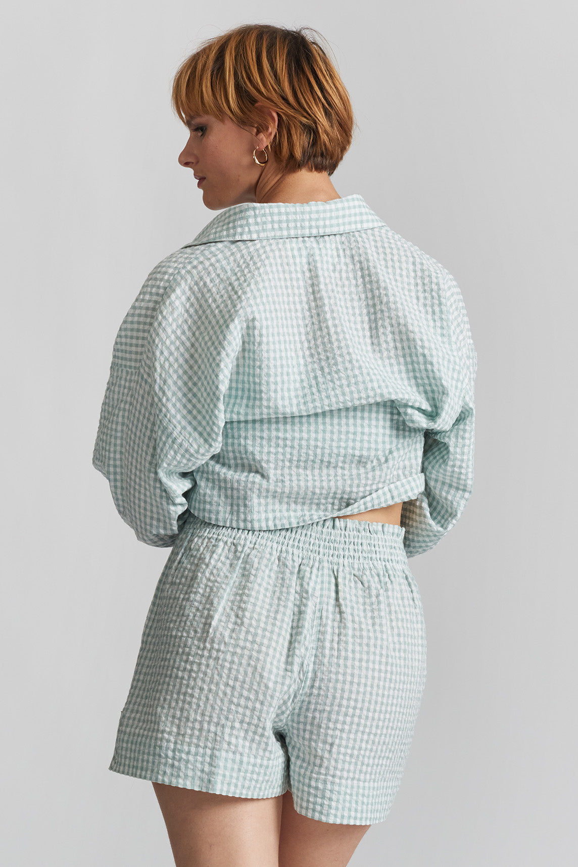 Lomandra ethical-cotton pyjama shorts - Fjordland Green